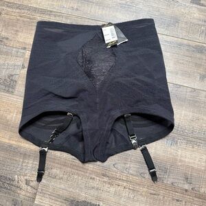 Rago Black High-Waisted Shapewear Panties with Garters